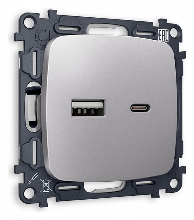 Розетка 2хUSB type A и C без рамки Ambrella Volt Quant MO511010 - фото 4909585