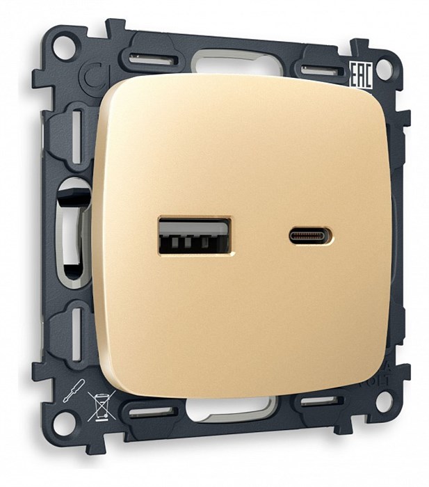 Розетка 2хUSB type A и C без рамки Ambrella Volt Quant MO611010 - фото 4909666