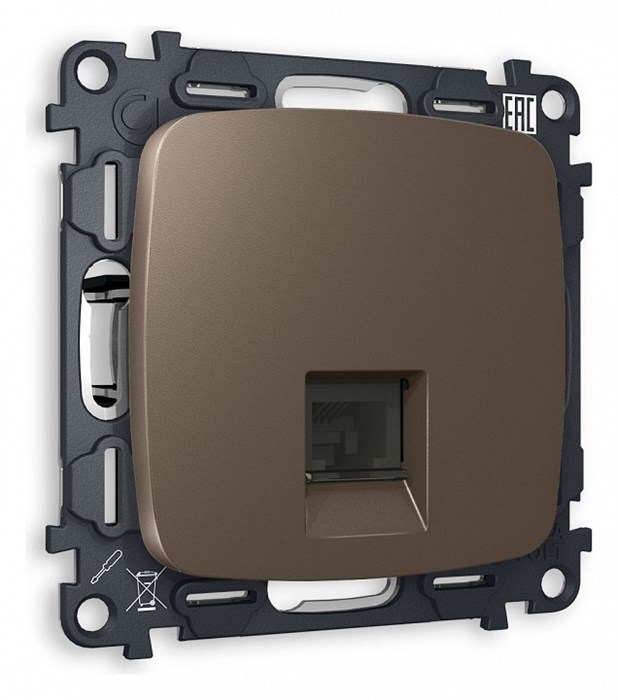 Розетка телефонная RJ-11 со штрокой, без рамки Ambrella Volt Quant MO642030 - фото 4909764