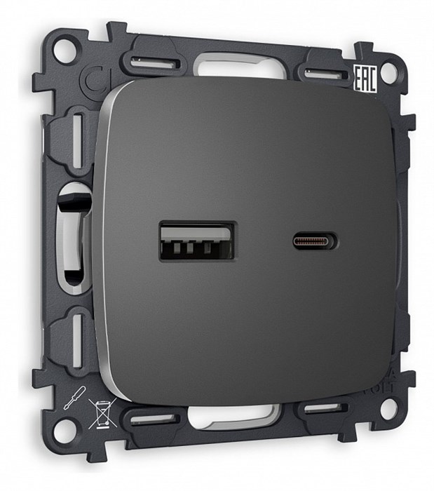 Розетка 2хUSB type A и C без рамки Ambrella Volt Quant MO661010 - фото 4909848