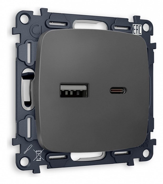 Розетка 2хUSB type A и C без рамки Ambrella Volt Quant MO911010 - фото 4910031