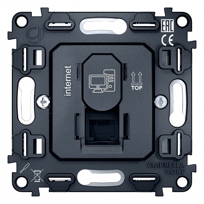 Механизм розетки Ethernet RJ-45 со шторкам Ambrella Volt Quant VM188 - фото 4910743