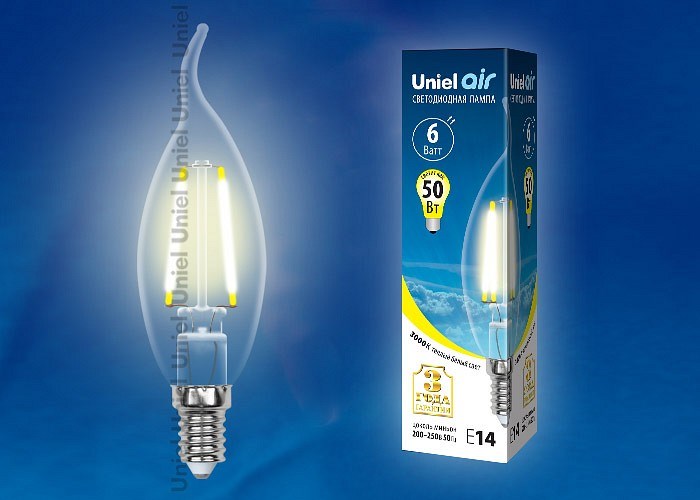 Лампа светодиодная Uniel Air E14 6Вт 3000K UL-00002199 - фото 4911283