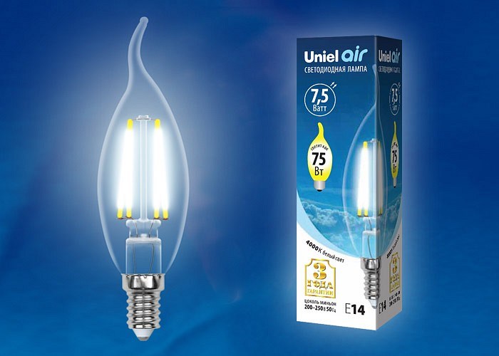 Лампа светодиодная Uniel Air E14 7.5Вт 4000K UL-00003296 - фото 4911284
