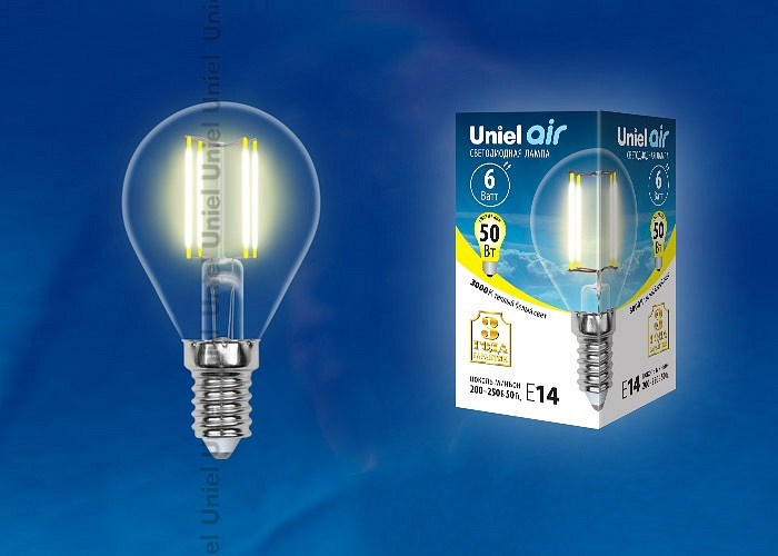 Лампа светодиодная Uniel Air E14 6Вт 3000K UL-00002201 - фото 4911288