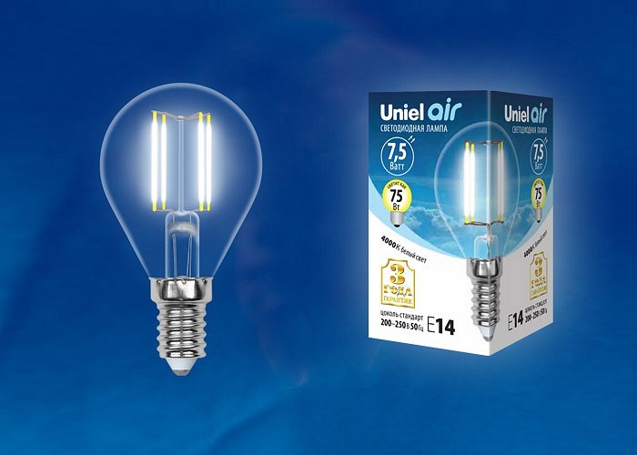 Лампа светодиодная Uniel Air E14 7.5Вт 4000K UL-00003254 - фото 4911289