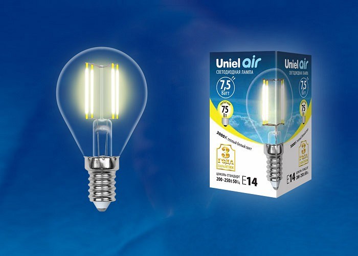 Лампа светодиодная Uniel Air E14 7.5Вт 3000K UL-00003250 - фото 4911291