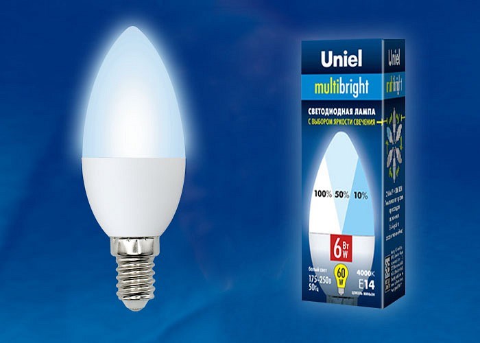 Лампа светодиодная Uniel C37 E14 6Вт 4000K UL-00002374 - фото 4911295