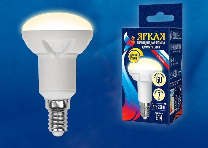 Лампа светодиодная Uniel Яркая Dim E14 7Вт 3000K UL-00004710 - фото 4911300