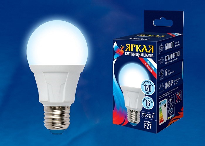 Лампа светодиодная Uniel Яркая E27 16Вт 6500K UL-00005035 - фото 4911310