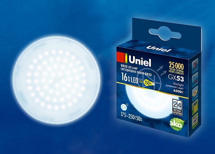 Лампа светодиодная Uniel  GX53 16Вт 6500K UL-00005315 - фото 4911520