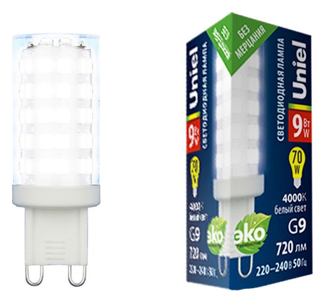 Лампа светодиодная Uniel  G9 9Вт 4000K UL-00006489 - фото 4911560