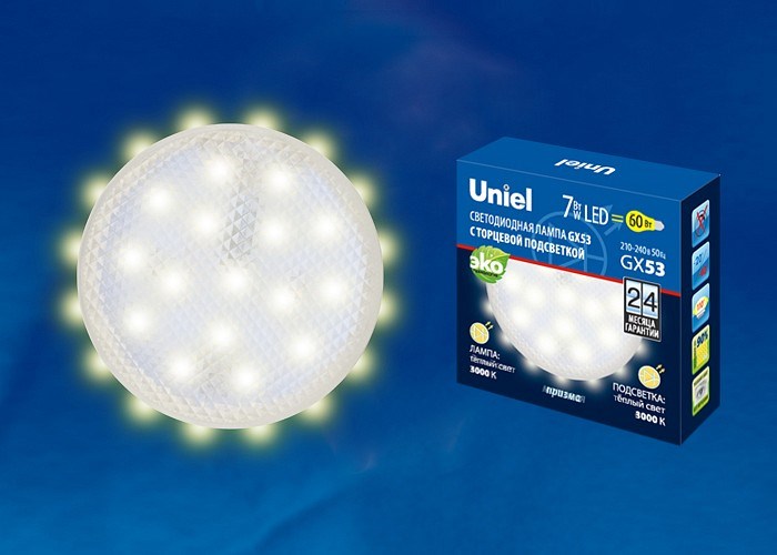 Лампа светодиодная Uniel  GX53 7Вт 3000K UL-00006500 - фото 4911637
