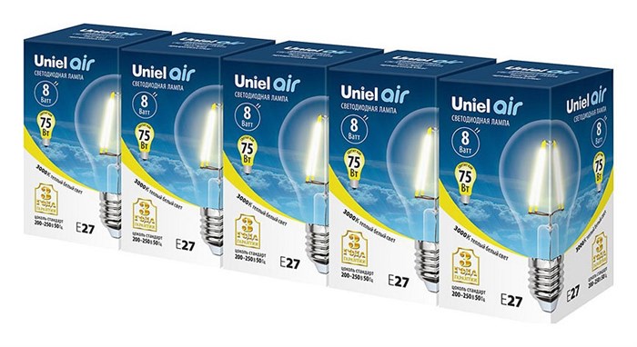 Набор ламп светодиодных Uniel GLA01TR E27 8Вт 3000K UL-00008080 - фото 4913277