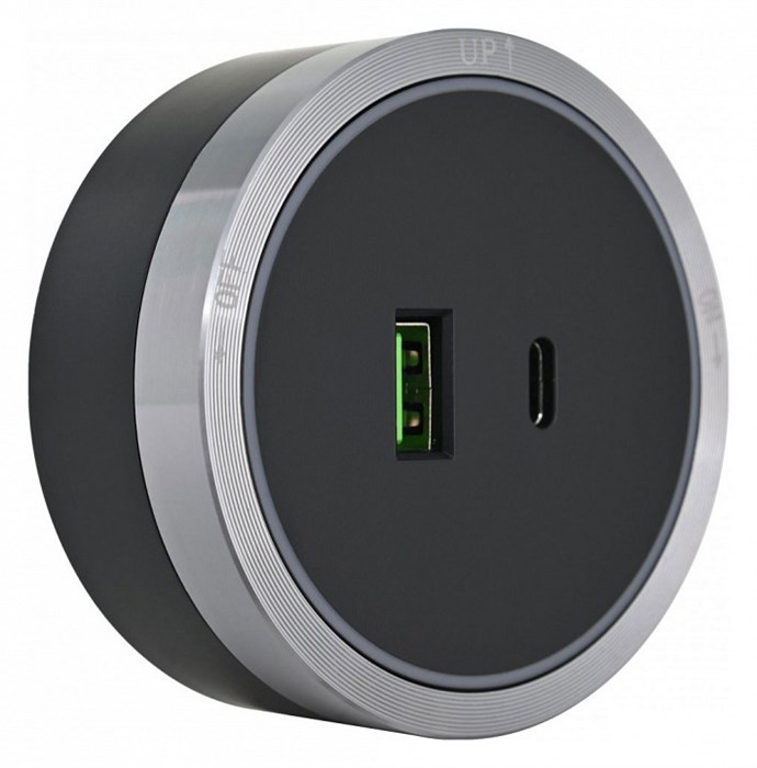 Розетка USB и type C на треке Arte Milano Am-track-sockets 380066TS LED/USB-Type-C Grey - фото 4933727