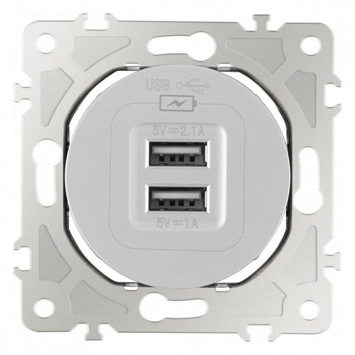 Розетка USB, без рамки Arte Milano am-202 202.46-1.silver - фото 4937358