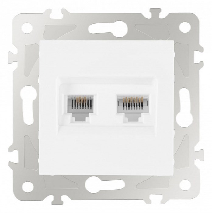 Розетка двойная RJ-11 и Ethernet RJ-45, без рамки Arte Milano am-203 203.44-1.white - фото 4937985