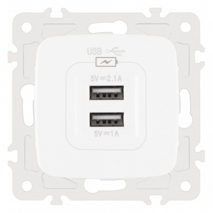 Розетка USB, без рамки Arte Milano am-205 205.46-1.white - фото 4938435