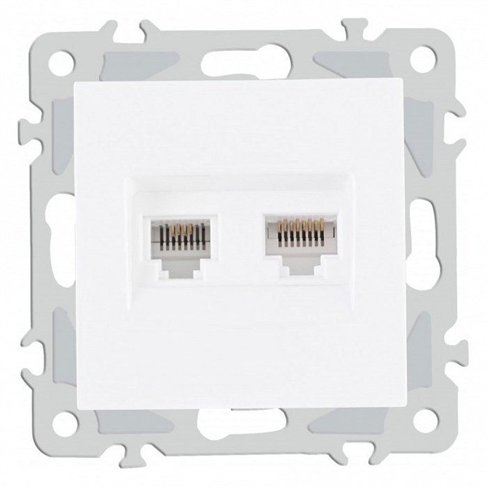 Розетка двойная RJ-11 и Ethernet RJ-45, без рамки Arte Milano am-206 206.44-1.white - фото 4938734