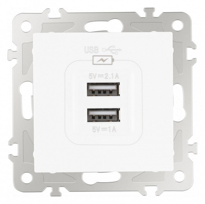 Розетка USB, без рамки Arte Milano am-206 206.46-1.white - фото 4938766