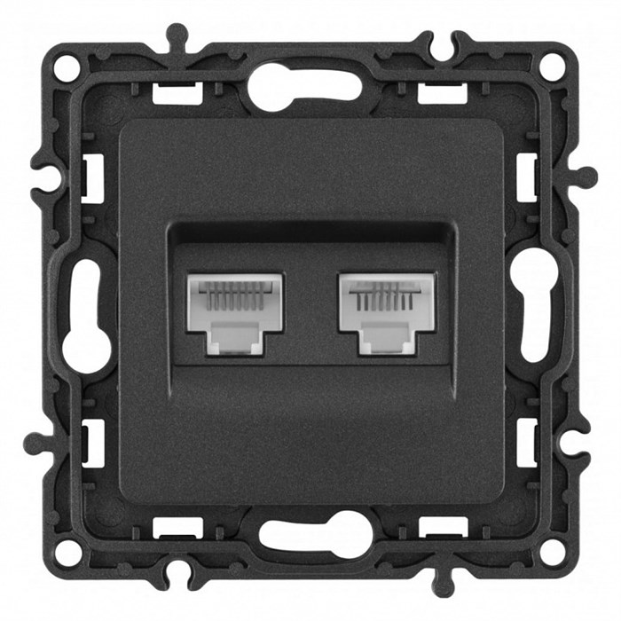 Розетка двойная RJ-11 и Ethernet RJ-45, без рамки Arte Milano am-217 217.44-1.black - фото 4939053