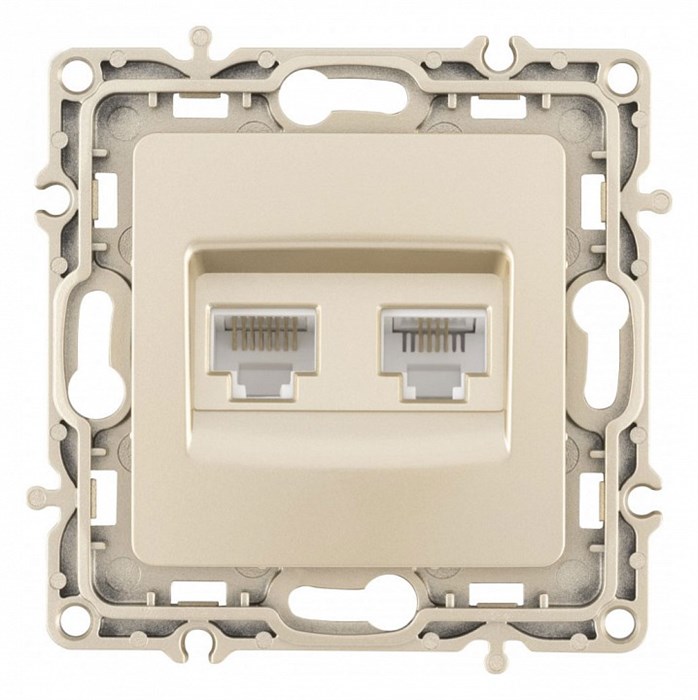 Розетка двойная RJ-11 и Ethernet RJ-45, без рамки Arte Milano am-217 217.44-1.shampan - фото 4939058