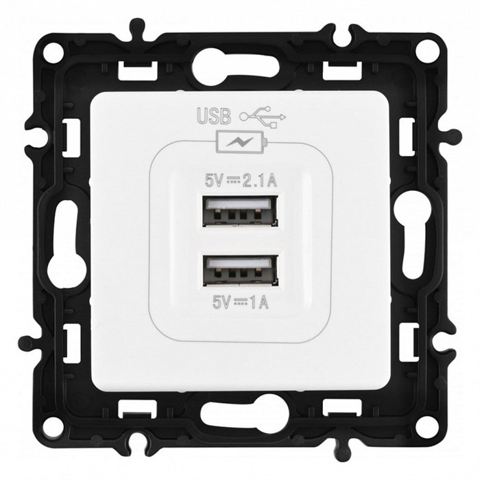 Розетка USB, без рамки Arte Milano am-217 217.46-1.white - фото 4939116