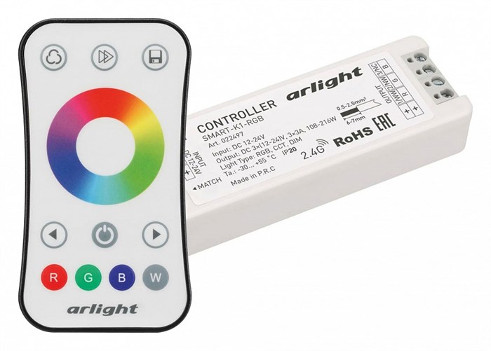Контроллер-регулятор цвета RGB с пультом ДУ Arlight SMART 034807 - фото 4999748