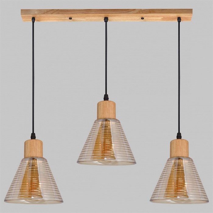 Подвесной светильник Imex MD.5870 MD.5870-3-P-WOOD+BK - фото 5013195