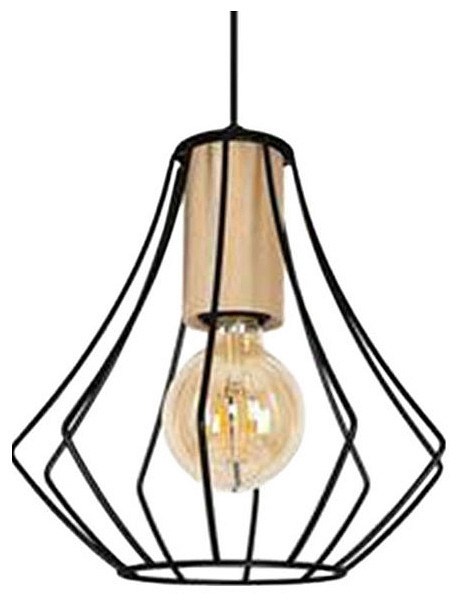 Подвесной светильник Imex MD.9050 MD.9050-1-P-BK+WOOD - фото 5013357