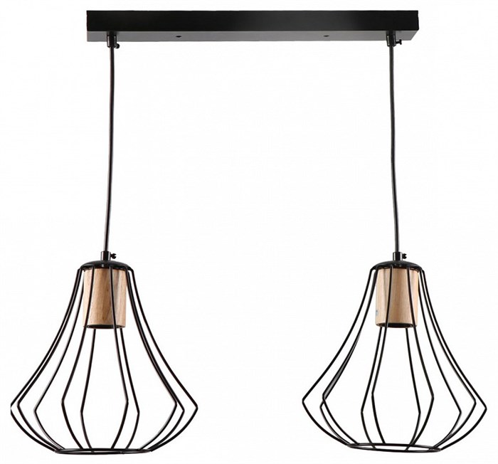 Подвесной светильник Imex MD.9050 MD.9050-2-P-BK+WOOD - фото 5013359