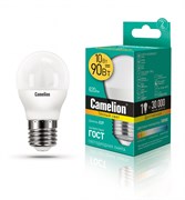 Светодиодная лампа E27 10W 3000К (теплый свет) Camelion LED10-G45/830/E27 (13566)