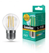 Светодиодная лампа E27 7W 3000К (теплый свет) Camelion LED7-G45-FL/830/E27 (13457)