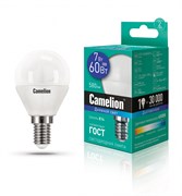 Светодиодная лампа E14 7W 6500К (холодный) G45 Camelion LED7-G45/865/E14 (12646)