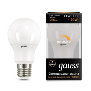 Лампа Gauss LED A60-dim E27 11W 3000К диммируемая 102502111-D