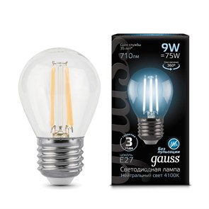 Лампа Gauss LED Filament Globe E27 9W 4100K 105802209