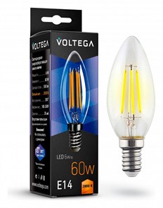 Лампа светодиодная Voltega Crystal E14 6Вт 2800K 7019