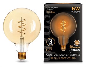 Лампа светодиодная Gauss LED Filament Flexible E27 6Вт 2400K 158802008