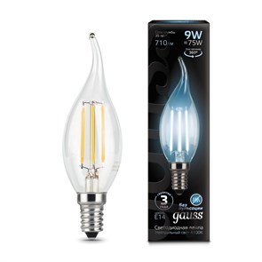 Лампа Gauss LED Filament Candle tailed E14 9W 4100K 1/10/50 104801209