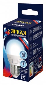 Лампа светодиодная Uniel яркая E27 7Вт 6500K UL-00011017