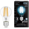 Лампа Gauss LED Filament А60 20W 1850lm 4100К Е27  1/10/40(102902220) - фото 2921360