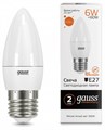 Лампа светодиодная Gauss Led Elementary Candle E27 6Вт 3000K 33216 - фото 4641447