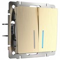 Выключатель проходной двухклавишный с подсветкой без рамки Werkel W112 2 W1122110 - фото 4645365