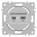 Розетка двойная RJ-11 и Ethernet RJ-45, без рамки Arte Milano am-202 202.44-1.silver - фото 4683385