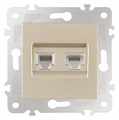 Розетка двойная RJ-11 и Ethernet RJ-45, без рамки Arte Milano am-203 203.44-1.shampan - фото 4684049