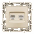 Розетка двойная RJ-11 и Ethernet RJ-45, без рамки Arte Milano am-217 217.44-1.shampan - фото 4685124