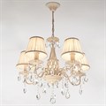 Подвесная люстра Eurosvet Amelia 10054/5 белый с золотом/прозрачный хрусталь Strotskis - фото 4750105