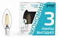 Набор ламп светодиодных Gauss Basic Filament E14 5.5Вт 4100K 1031126T - фото 4757310