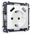 Розетка с заземлением и со шторкой и 2хUSB type A, без рамки Ambrella Volt Quant MA109010 - фото 4905372