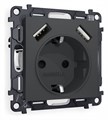 Розетка с заземлением и со шторкой и 2хUSB type A, без рамки Ambrella Volt Quant MA909010 - фото 4909397